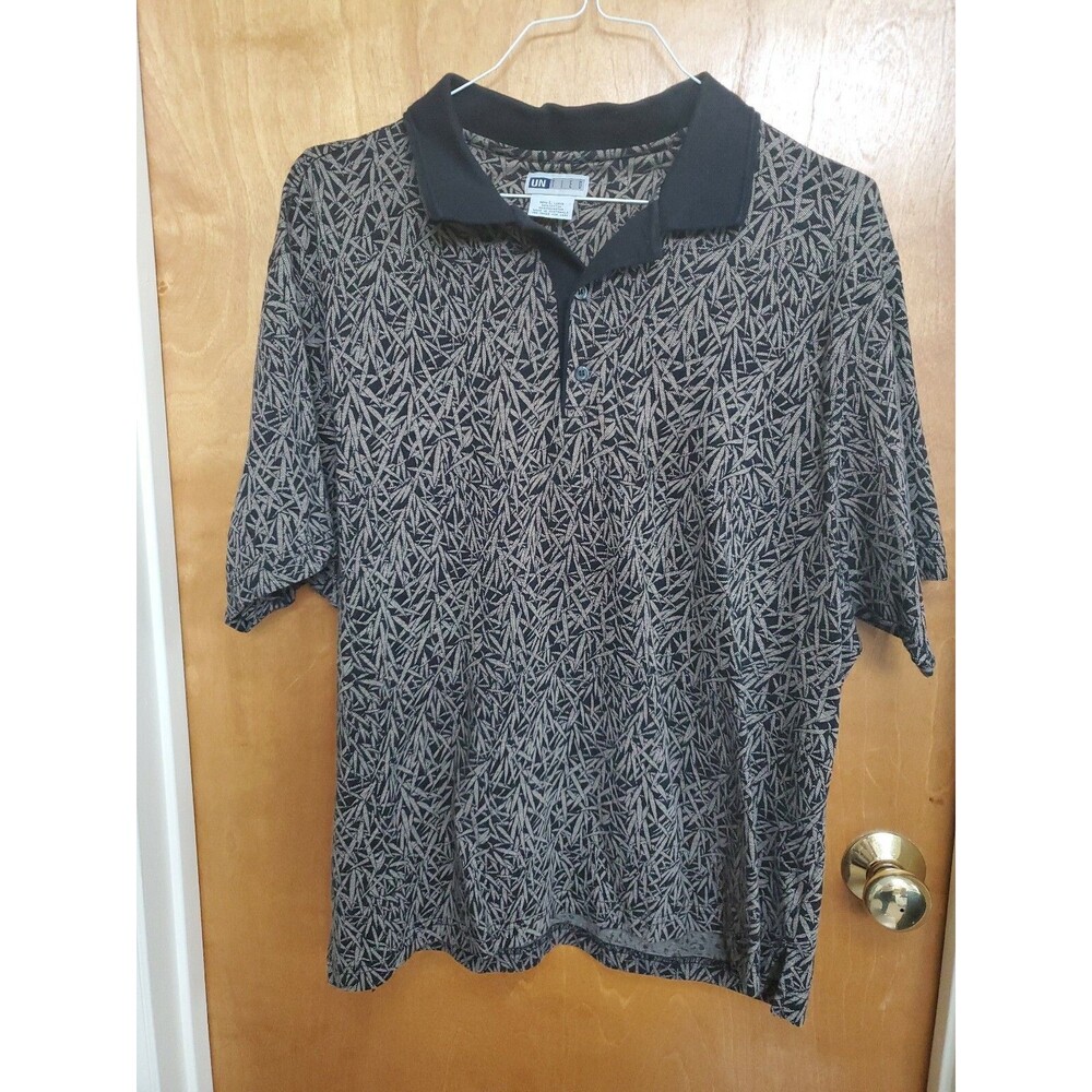 Men's Untied size Large short sleeve casual shirt black tan